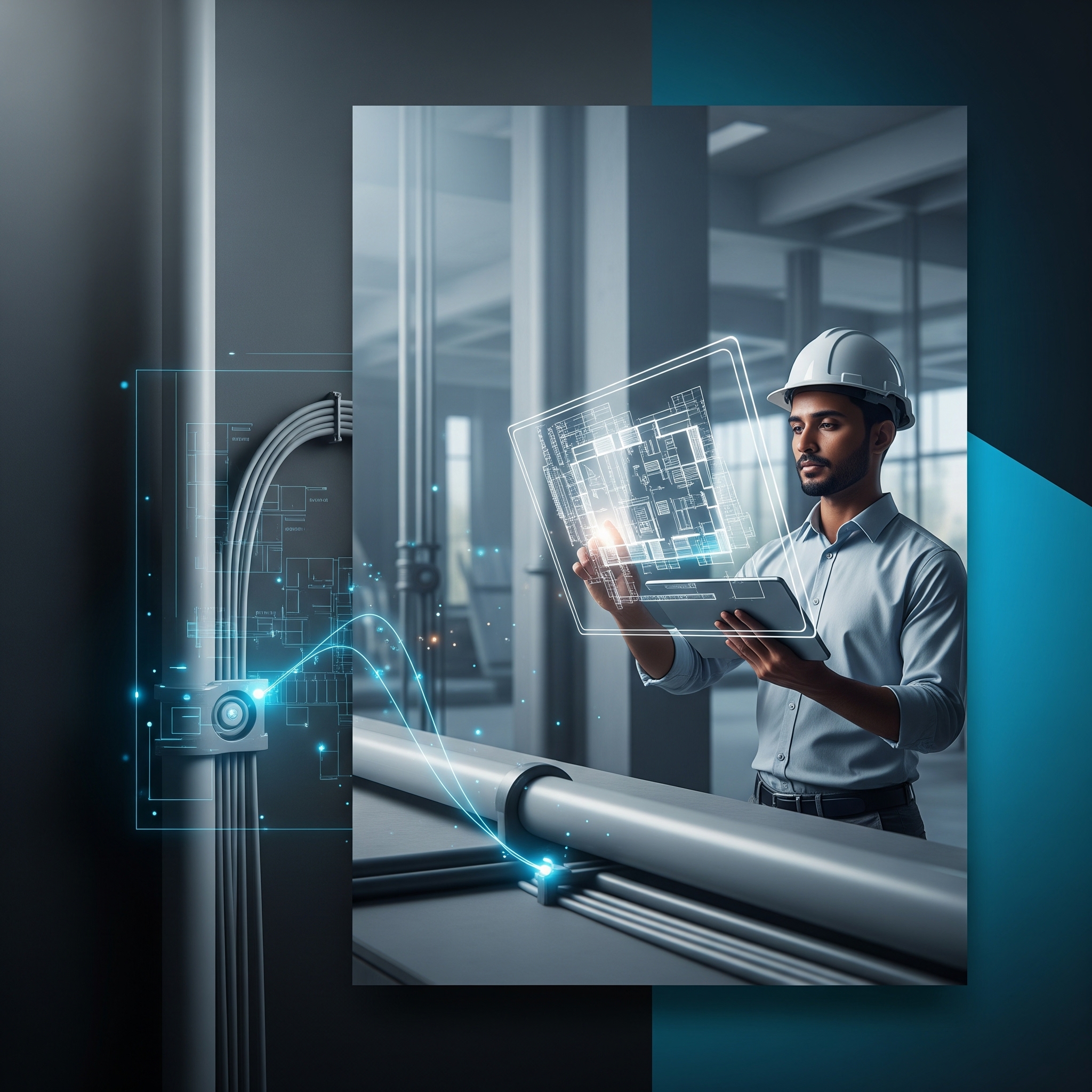 Abstract MEP and AI connections graphic